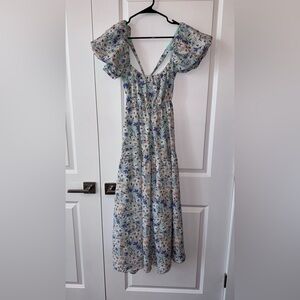 Floral Blue and White Women's Dress